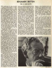 Benjamin Britten talks to Alan Blyth (Gramophone, June 1970) Benjamin Britten talks to Alan Blyth (Gramophone, June 1970)